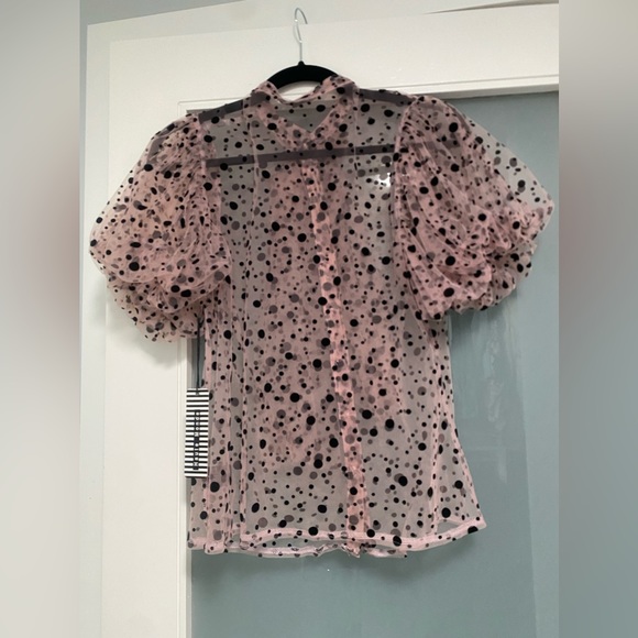 NWT Haute Monde Sheer Puffy Shoulder Top. Size Medium. - Picture 2 of 8